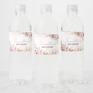 Pink Boho Herfst Pumpkin Baby shower Waterfles Etiket