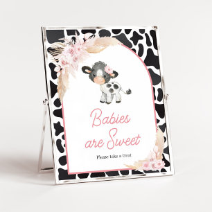 Pink Boho Highland Koe Baby's zijn zoet Poster