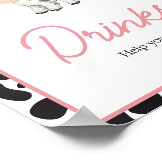 Pink Boho Highland Koe Drinken Poster (Hoek)