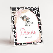 Pink Boho Highland Koe Drinken Poster