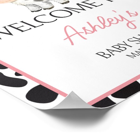 Pink Boho Highland Koe Welkom Poster (Hoek)