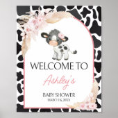 Pink Boho Highland Koe Welkom Poster (Voorkant)