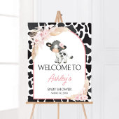 Pink Boho Highland Koe Welkom Poster