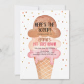 Pink Boho Ice Cream Cone Confetti Verjaardagsuitno Kaart (Voorkant)