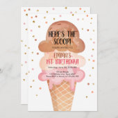 Pink Boho Ice Cream Cone Confetti Verjaardagsuitno Kaart (Voorkant / Achterkant)