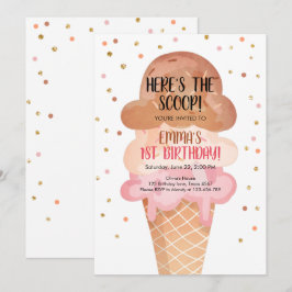 Pink Boho Ice Cream Cone Confetti Verjaardagsuitno Kaart
