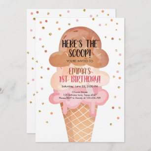 Pink Boho Ice Cream Cone Confetti Verjaardagsuitno Kaart