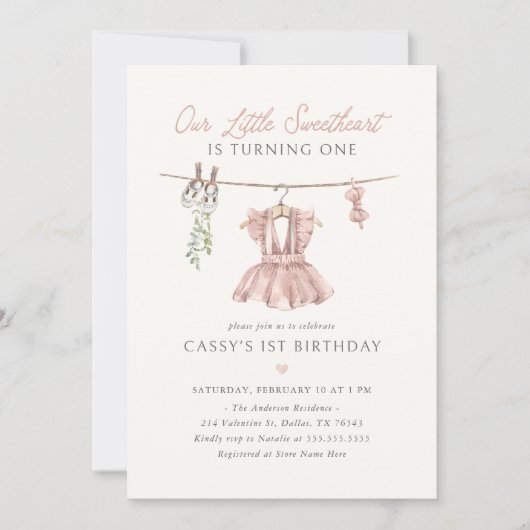 Pink Boho Little Sweetheart Valentijnse verjaardag Kaart (Voorkant)