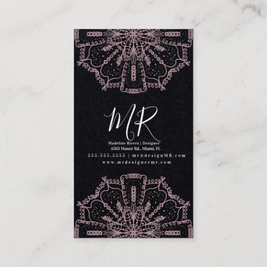 Pink Boho Mandala Yoga Macrame Visitekaartje (Achterkant)