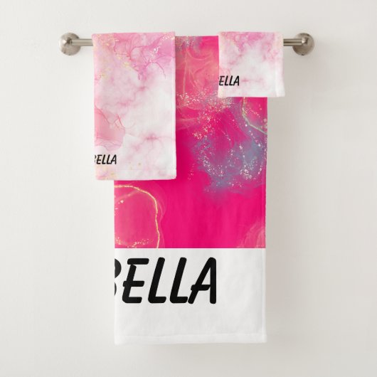 Pink Boho minimalist Ephemera ornament Bad Handdoek (Insitu)