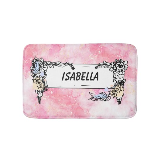 Pink Boho minimalist Ephemera ornament Badmat (Voorkant)