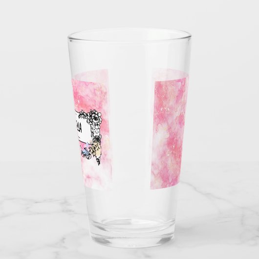 Pink Boho minimalist Ephemera ornament Glas (Links)