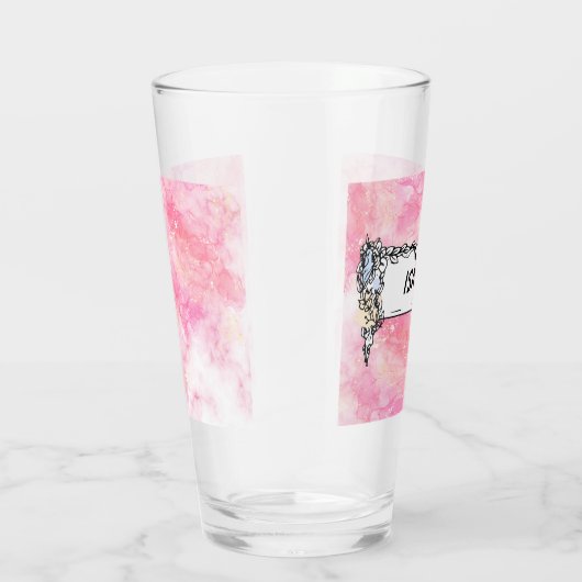 Pink Boho minimalist Ephemera ornament Glas (Rechts)