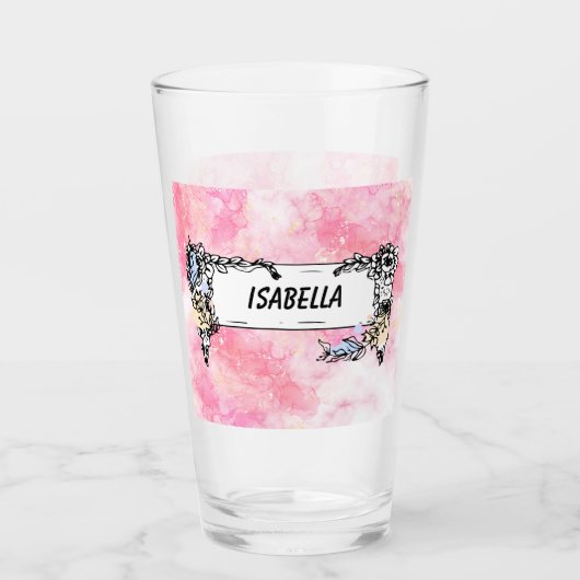 Pink Boho minimalist Ephemera ornament Glas (Voorkant)