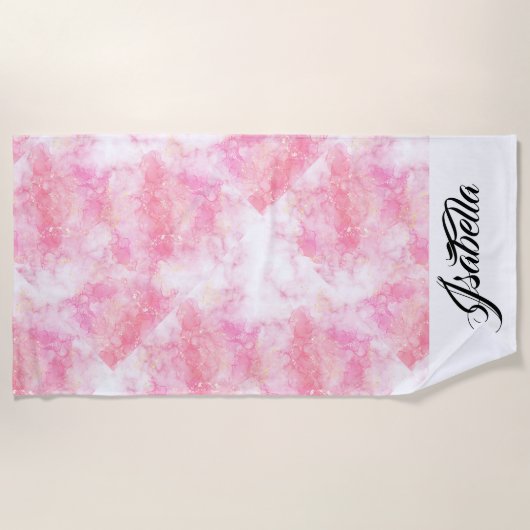 Pink Boho minimalist Ephemera ornament Strandlaken (Voorkant)