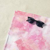 Pink Boho minimalist Ephemera ornament Strandlaken (In situ)
