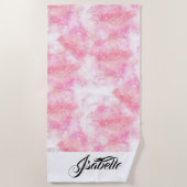 Pink Boho minimalist Ephemera ornament Strandlaken (Voorkant)