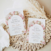 Pink Boho Pampas Grass Arch Girl Baby shower Kaart