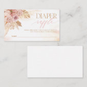 Pink Boho Pampas Grass Diaper Raffle Tickets spel Informatiekaartje (Voorkant / Achterkant)