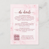 Pink Boho Peonies Wedding Details QR Code Informatiekaartje (Voorkant)