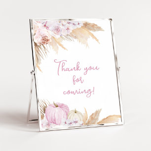 Pink Boho Pumpkin Baby shower Bedankt voor uw koms Poster