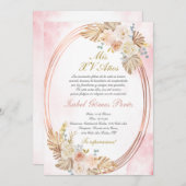 Pink boho Quinceanera invitation in Spanish Kaart (Voorkant / Achterkant)