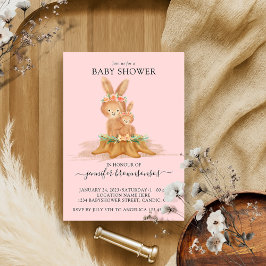 Pink Boho Rabbit mama Bunny Baby Kaart