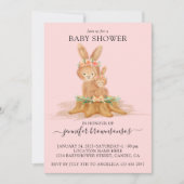 Pink Boho Rabbit mama Bunny Baby Kaart (Voorkant)