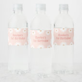 Pink Boho Retro Daisy Birthday Party Waterfles Etiket (Flessen)