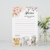 Pink Boho Safari Party Dieren Advies voor Ouders (Staand voorkant)