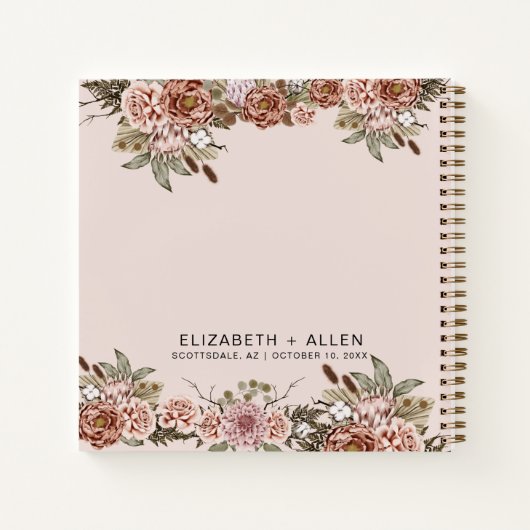 Pink Boho Specialized Floral Wedding Guest Book Notitieboek (Achterkant)