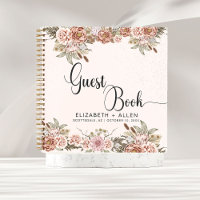 Pink Boho Specialized Floral Wedding Guest Book