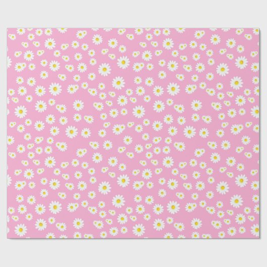 Pink Boho Spring Daisies Pattern Cadeaupapier (Vlak)