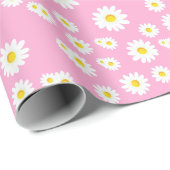 Pink Boho Spring Daisies Pattern Cadeaupapier (Rol Hoek)
