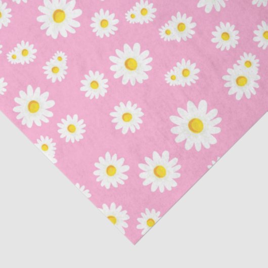 Pink Boho Spring Daisies Pattern Tissuepapier (Detail)