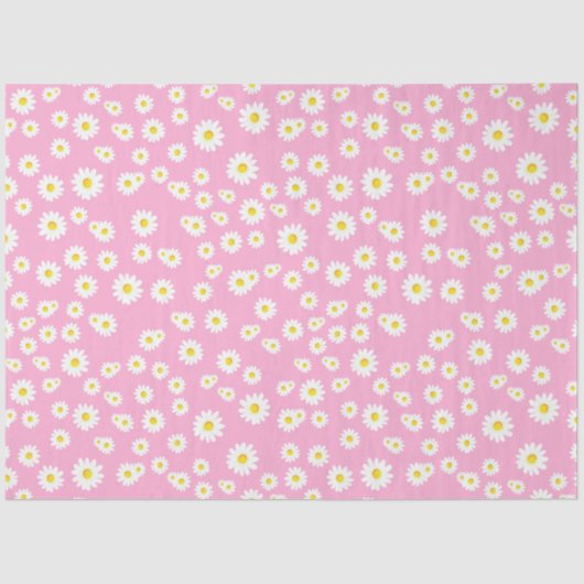 Pink Boho Spring Daisies Pattern Tissuepapier (Voorkant)