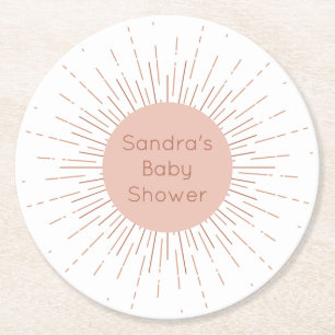 Pink Boho Sun Ronde Kartonnen Onderzetter