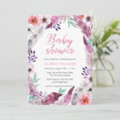 Pink Boho veer Baby shower uitnodiging (Staand voorkant)