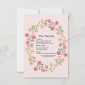 Pink Boho Waterverf Flowers Details Kaart (Voorkant)