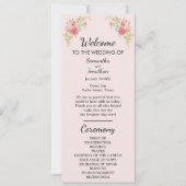 Pink Boho Waterverf Flowers Programma Kaart (Voorkant)