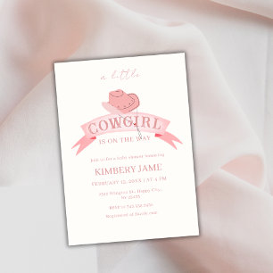 Pink Boho Wild West Cowgirl Pet Baby shower Kaart