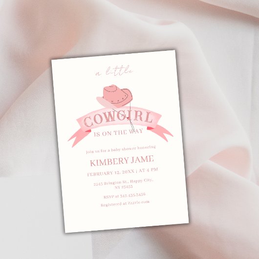 Pink Boho Wild West Cowgirl Pet Baby shower Kaart