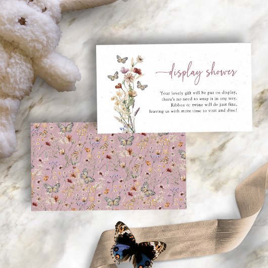 PInk Boho Wildflower Display Douche Informatiekaartje