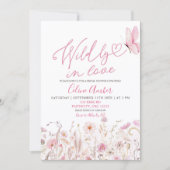 Pink Boho Wildflower Wildly in Love Bridal Shower Kaart (Voorkant)