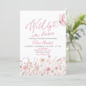 Pink Boho Wildflower Wildly in Love Bridal Shower Kaart (Staand voorkant)