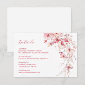 Pink Boho Wildflowers Details Informatiekaartje (Voorkant / Achterkant)