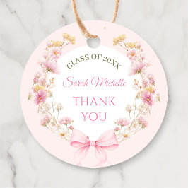 Pink Boho Wildflowers Graduation Party Bedankjes Labels