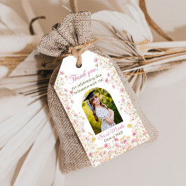 Pink Boho Wildflowers Graduation Party Cadeaulabel