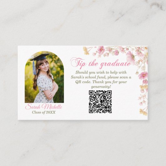 Pink Boho Wildflowers Graduation Party Informatiekaartje (Voorkant)