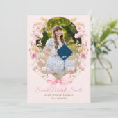 Pink Boho Wildflowers Graduation Party Kaart (Staand voorkant)